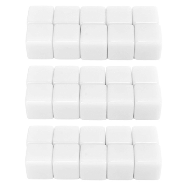 30 stk 16mm Terninger Sett Seks-Siders Blanke Terninger Skriv På Kuber Spill For Matematikk Undervisning Utdanning Hvit