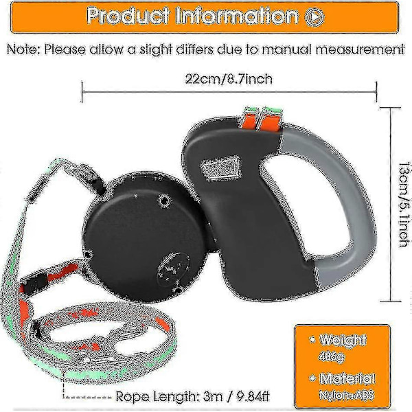 Dobbel Dobbel Leash for Hunder, Inntrekkbar Hundeleash Dobbel Leash for To Hunder Hundeleash 2 Hunder Dobbel Leash, svart
