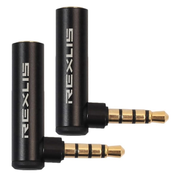 REXLIS 1 stk. 3,5 mm Han til Hun 90 Graders Retvinklet Adapter Audio