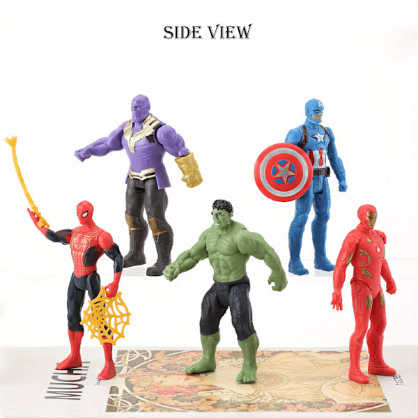 5-pack Avengers Samlarfigurer - Captain America, Thor, Hulk, Iron Man - Perfekt för badrumsinredning & presenter