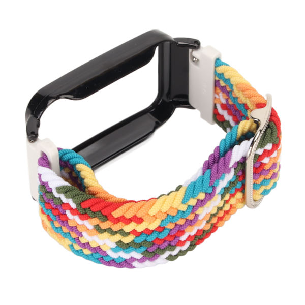 Stretch Nylon Flätat Armband med Skyddande Bumper Case Tillbehör Passar för Mi Band 7 Pro Flerfärgad och Svart Case[C]