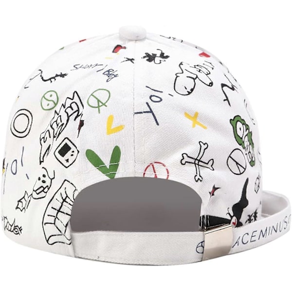 Trendy Graffiti Baseball Caps Herre Dame Personlighed Justerbar Åndbar Solskærm Solhat Lang Rem Cap Sort Baseball Caps - (C)