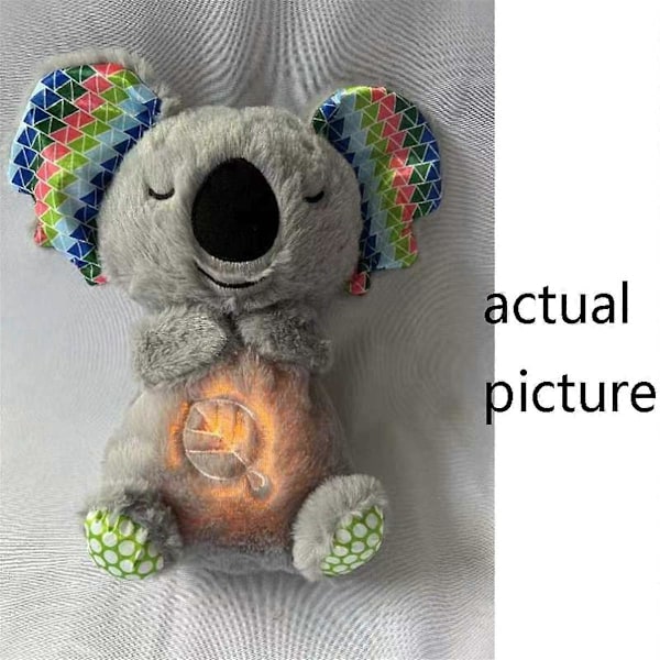 Plush Leksak för Spädbarn Från Födelsen, Mjuk och Lugnande Nattlampa Som Andas och Lyser, Flickor o Grey