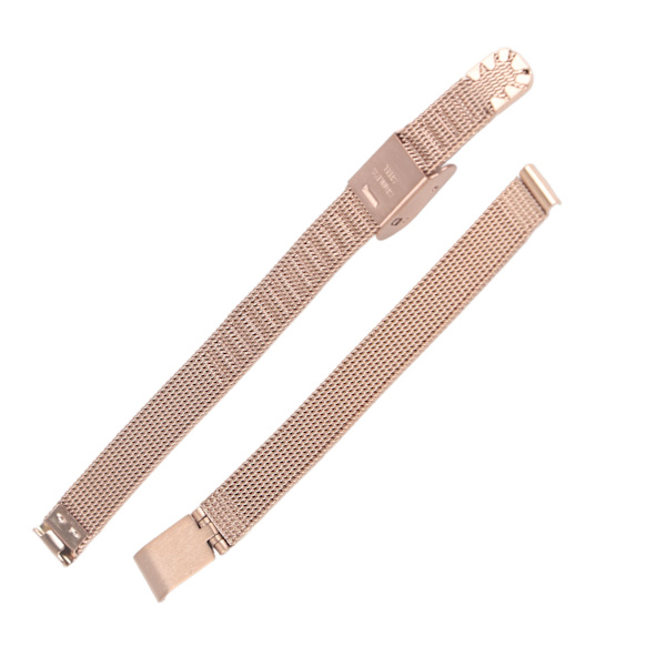 Nätat armband i rostfritt stål, vävt armband, ersättningstillbehör för klocka för män och kvinnor, roséguld, 0,31 tum [C]