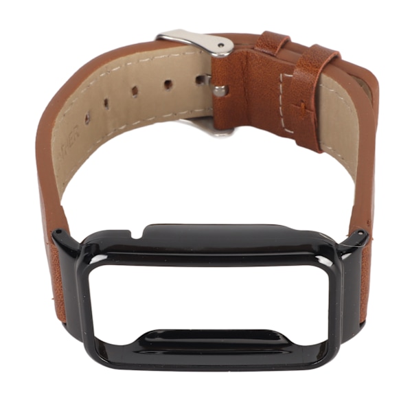 PU Læder Urrem Vandafvisende Udskiftningsrem til Ur med Sort Rustfrit Stålkasse til Mi Band 7 Pro Brun[C]