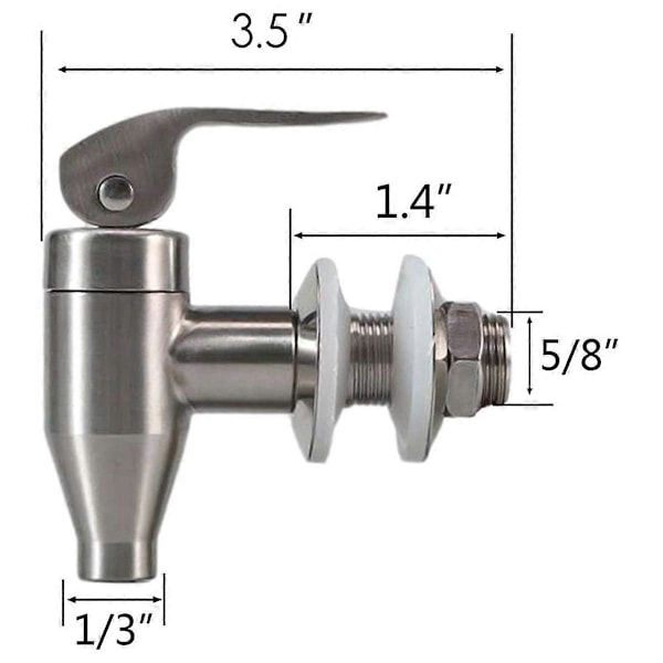 Drikkevarevanddispenser i rustfrit stål, erstatningshane med trykknap, 2 stk. silver