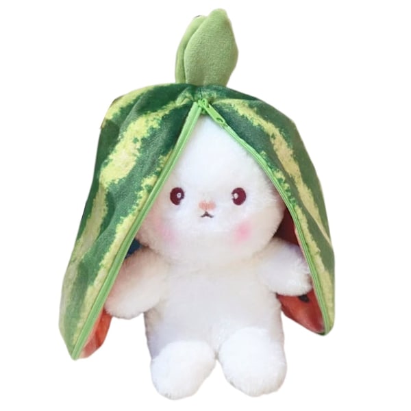 18cm Plushkanin med Blixtlås Vattenmelon Ananas Kiwi Frukt Djur Plushies Ornament Fluffig Fylld Djur Cartoon Kanin Dock Barn Leksak