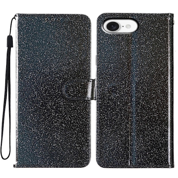 Glitter Puder Flip Läder Telefonfodral För iPhone 16e I6(FCC)