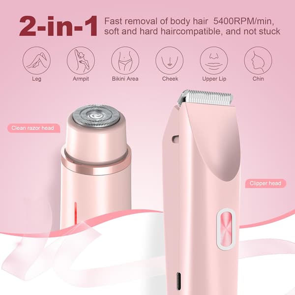 Kvinders Elektrisk Hårfjerner Bikini Trimmer 2-i-1 Rosa Model[C] Pink