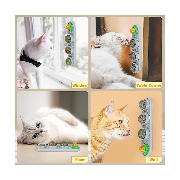 Kattmynta Boll för Katter Vägg, 8-pack Kattmynta Leksaker, Silvervin Boll, Ätbara Katt Leksaker för Katter Slicka, S