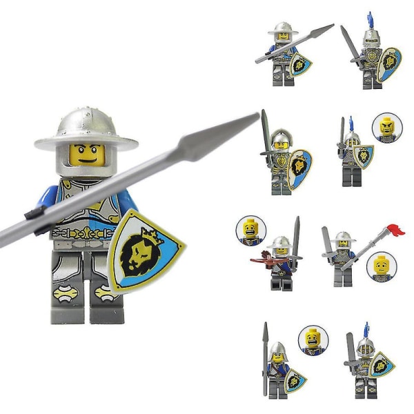 8st/ set Knight Action Figurer Barn Presentblock Leksaker med medeltida vapen för Lego A