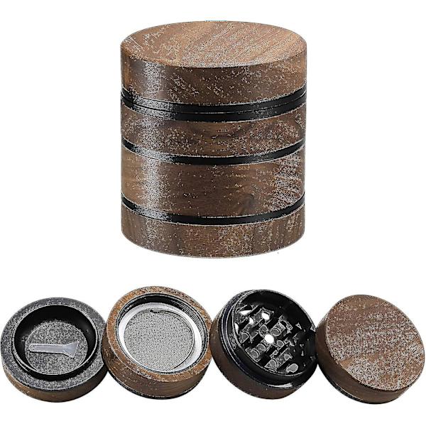 Premium Kvarn Träkryddkvarn Pollenuppsamlare Med Magnetiskt Lock Och 4-Delad 2,5 Tums Pollenuppsamlare (Svart)