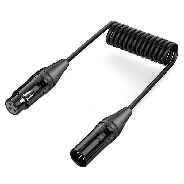 Audio Mikrofon Balansert Skjermet Spiral Pure Kobber Kabel, Lengde: 0.5m XLR 3 Pin Hann til XLR 3 Pin Hunn (FCC)