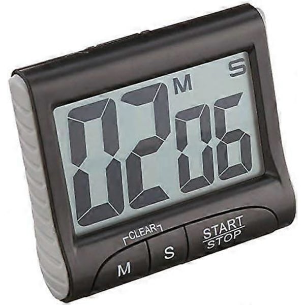 Digital timer og stopur, elektronisk æggeur, med display, store tal, sort (HYYC)