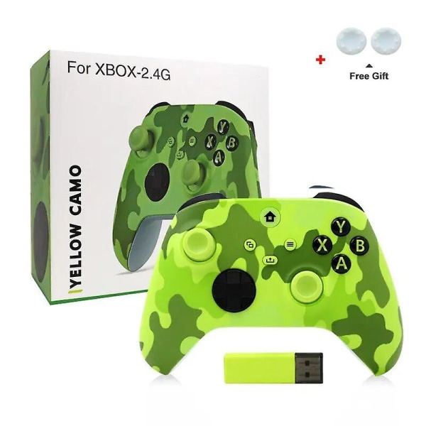 2,4g trådlös handkontroll för Xbox One/one S/one X/one-serien Bluetooth -spelplatta med trådlös adapter Headset-jack Pc-kontroller CGreen with box