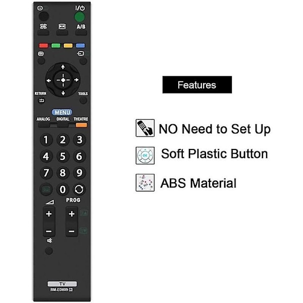 Ersättningsfjärrkontroll RM-ED009 för Sony LCD-digital-TV KDL-40T2800 KDL-40D2810 KDL-40T3000 KDL-40S3010 KDL-40S3000