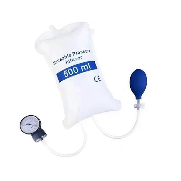 Medisinsk Infusjonspumpe Trykkpose 500 ml med Måler og Håndpumpeball Gjenbrukbar Trykkinfusjonspose