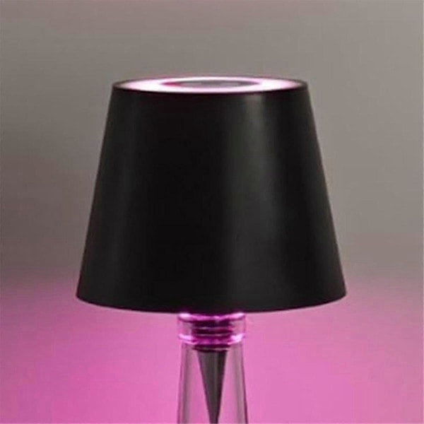 LED Flasklampa Touch Trådlös Bordslampa RGB och 3 Färger Flasklampa för Inomhus/Utomhus Restauranger och Barer Svart (C)