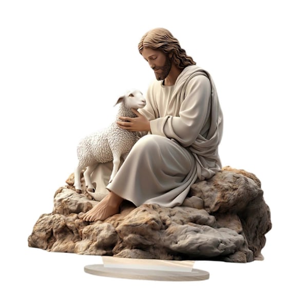 Jul Jesus Lamm Bordsdekoration Julprydnad för Hem Skrivbord Fest (C)