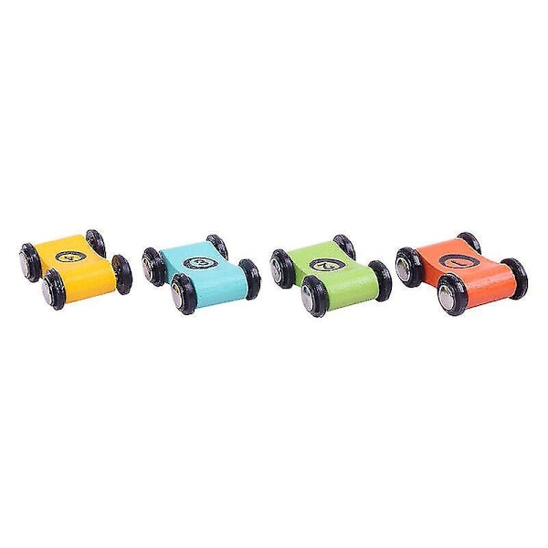 4 Mini Träbilar Race Ersättning för Ramp Leksaker Pojkar & Flickor Toddler Racer Set