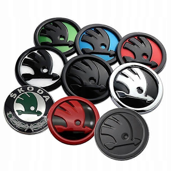 2 st Skoda Bil Emblem Badge 80mm 90mm (C)