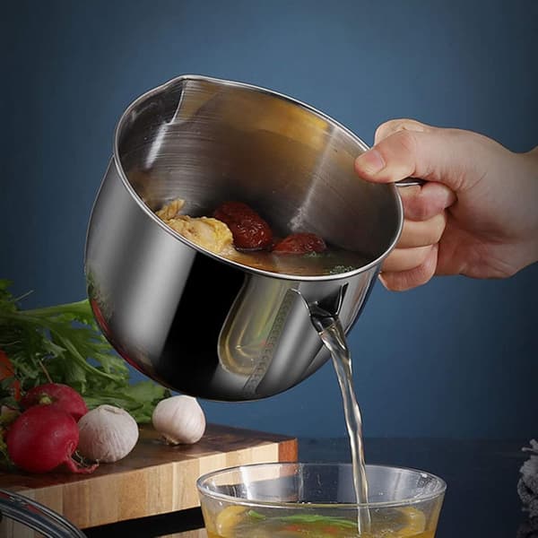 Fettutskiller i rustfritt stål 1L/4 kopper, glasslåst, for saus[C]