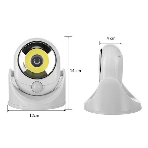 Trådløs LED lampe med bevægelsessensor - 360° rotation (C)