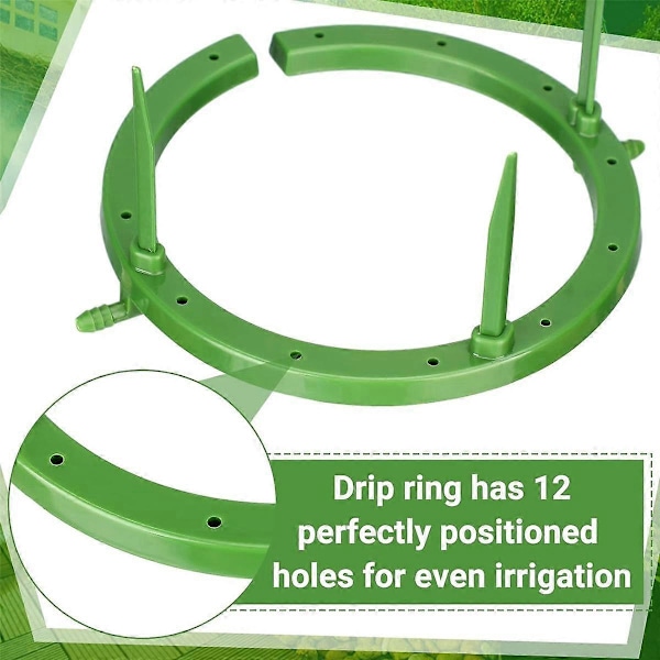 4-pack Vattensringsset 5 tum Bredd 3-bens Stöd Droppbevattning Ring med Inbyggd 1/8 tum Spetsig Inloppsanslutning 3 Avtagbara Pinnar