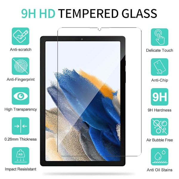 Skärmfilm i härdat glas för Samsung Galaxy Tab A9, raka kanter