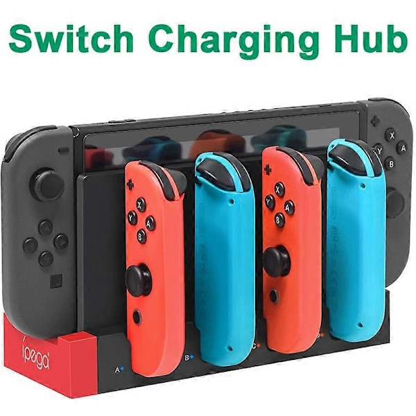 Nintendo Switch JoyCon Oplader Dock Hub USB Controller Oplader Dock Stand Station Holder Switch NS JoyCon Spil Oplader Hub Red Black