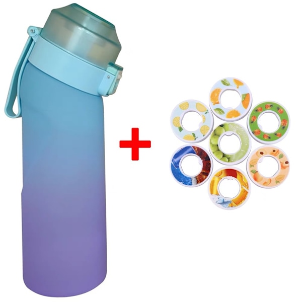 Air Water Up Flaska Vattenflaska - 650ml - Innehåller 7 Smaker - Camping Sport Gradient Blå