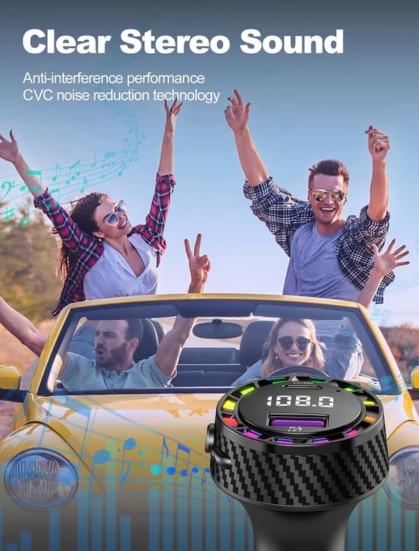 Håndfrit Bluetooth-sæt til bil, 30W FM-sender, understøtter USB-drev[C]