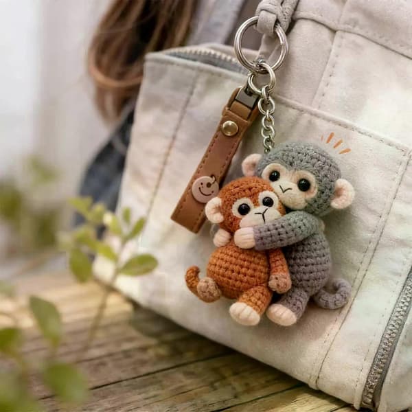 Punch Monkey Nøglering til Rygsæk Pung Nøgler 2pcs