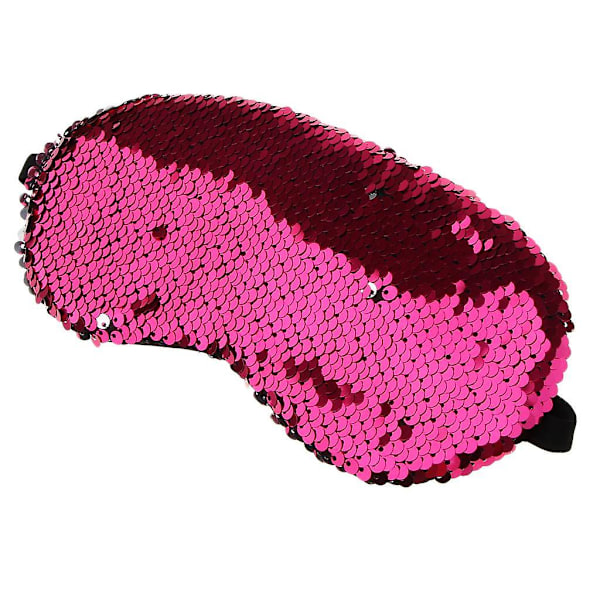Glitter Pailletter Havfrue Elastisk Øjenmaske Sovende Hvile Blindfold Søvnhjælp Rosarød (C)