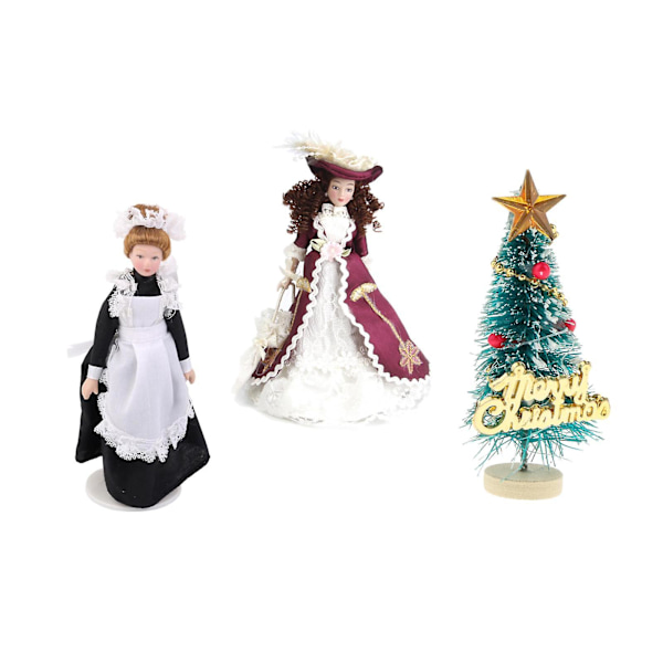 Sæt af 3 stk. 1/12 Dukkehuss Miniature Porcelænsdukker Klassiske Damefigurer[C]
