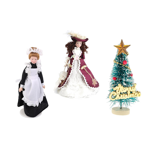 Set Of 3pcs 1/12 Dollhouse Miniature Porcelain Dolls Classical Lady Figures[C]