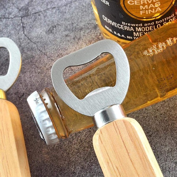 8 stycken flasköppnare i trä, flasköppnare med trähandtag, flasköppnare med