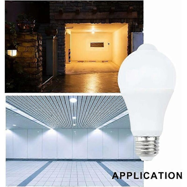 E27 LED pære med bevægelsessensor Smart lys 9 W Erstatter 90 W energibesparende pære 120 strålevinkel, hvid, E27, 9 W