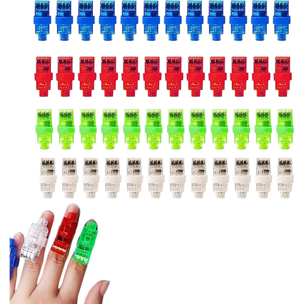 Lysende Ringe, Fingerlys, 48 Styk LED Fingerlys, Fingerlygte Legetøj, LED Fingerlys, LED Lys Finger Ringlys, Fingerlygte Ch