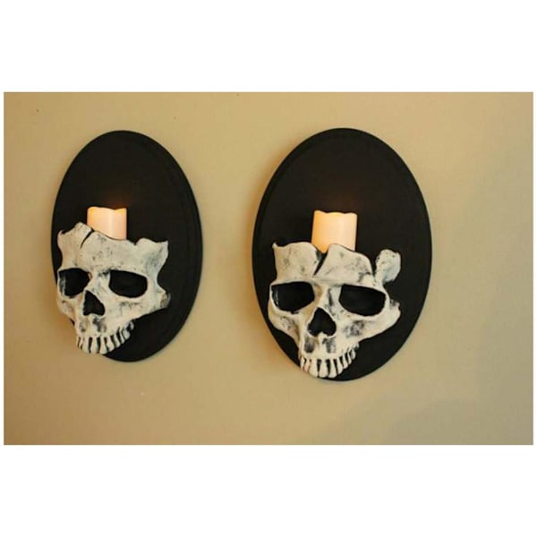 Väggmonterad ljusstake skräck skelett ljusstake för Halloween fest dekoration[C]