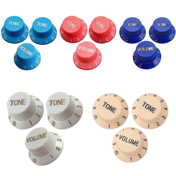 7x1 Volym & 2 Tonkontroll Switch Knappar för ST Sq Elgitarr Beige (C)