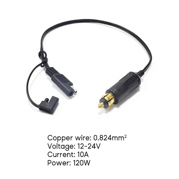 Motorsykkel DIN Hella Powerlet Plugg til SAE Adapterkontakt Forlengelseskabel 35cm