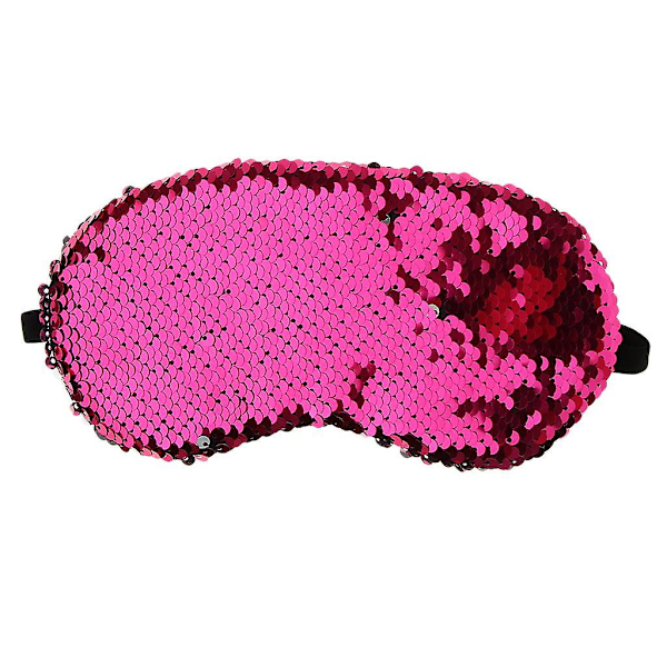 Glitter Pailletter Havfrue Elastisk Øjenmaske Sovende Hvile Blindfold Søvnhjælp Rosarød (C)
