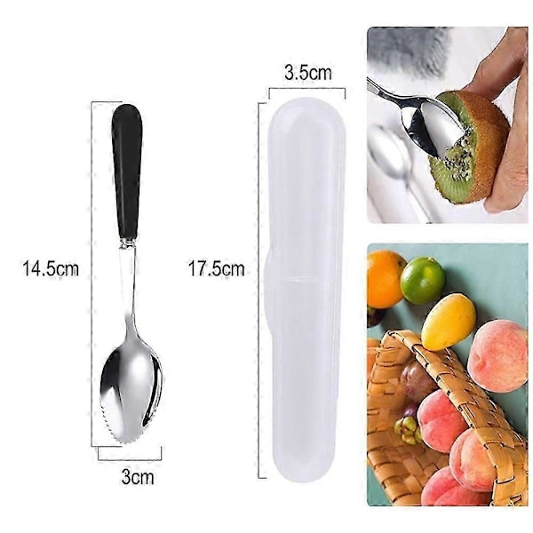 Grapefrugtskeer med runde takkede kanter til frugt og dessert, keramisk håndtag i rustfrit stål med opbevaringsboks (C)