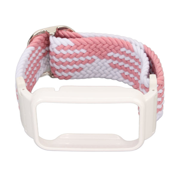 Stretch Nylon Flätat Armband med Skyddande Bumper Case Tillbehör Passar för Mi Band 7 Pro Rosa Vit och Vit Case[C]