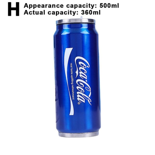 350 ml / 500 ml Coca-Cola Kanne, Varme- og Kuldeisolasjon, 304 Rustfritt Stål Termos, Coke Stor Vannflaske, Tilpasset Bil Tra Actual Capacity 360Ml Blue