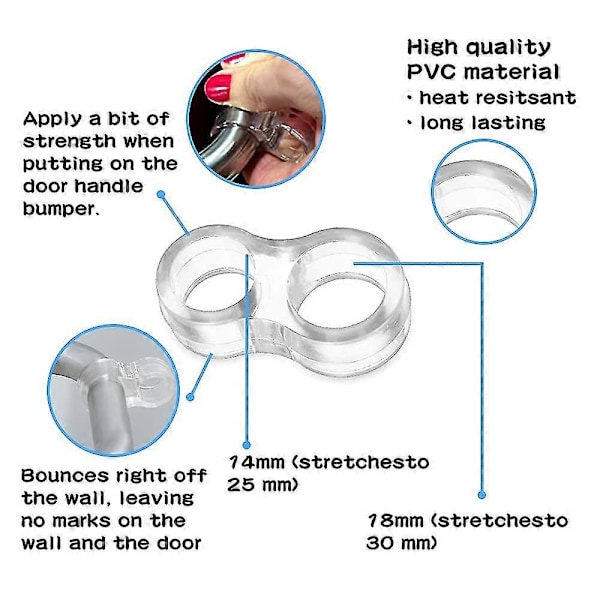 10 stk. Dørgrebsbeskyttere Dørpuffer, Transparente Gummi Bumpers Dørgrebsstopper Dørvægsbeskytter