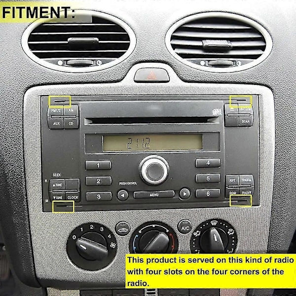 2 Par Radio CD Stereo Fjerning Nøkkel Uttakspinn Ekstraktor For Ford Focus Mondeo C-Max Fiesta Transit Biluttrekking Installasjonsverktøy