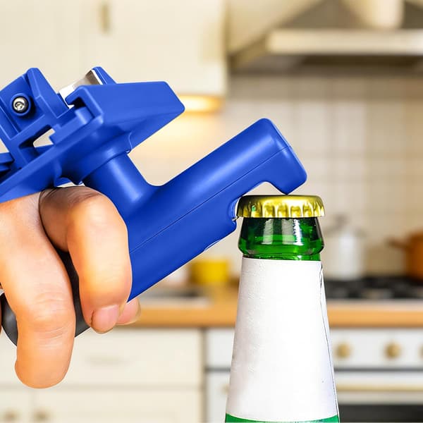 Flaskeåpner for eldre - 2-pakning, modell 2026, rustfritt stål, justerbar, enkel å bruke, passer til de fleste standardkorker, blå