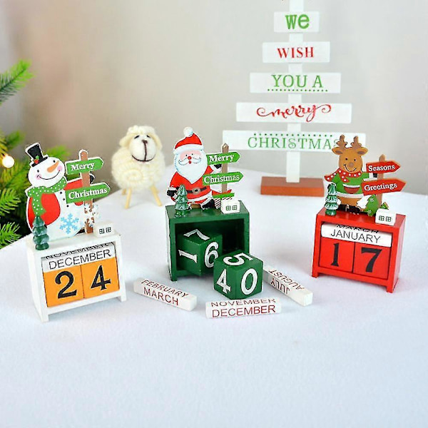 Jule-nedtællings-adventskalender med nummererede træklodser, nedtælling til jul, skrivebords-kalender trækalender